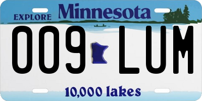 MN license plate 009LUM