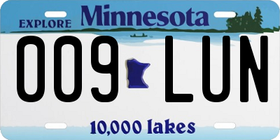 MN license plate 009LUN