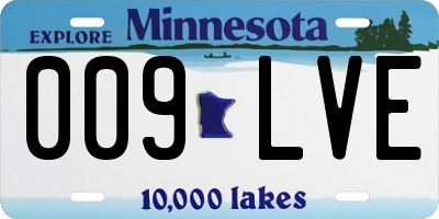 MN license plate 009LVE
