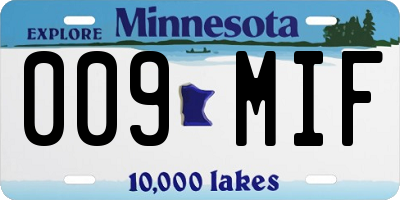MN license plate 009MIF