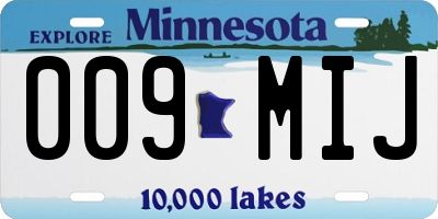 MN license plate 009MIJ