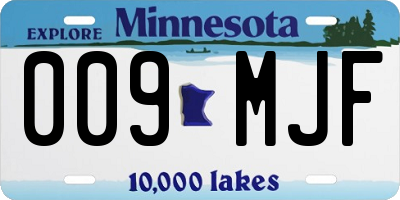 MN license plate 009MJF
