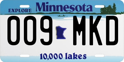 MN license plate 009MKD