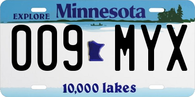 MN license plate 009MYX
