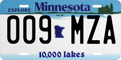 MN license plate 009MZA