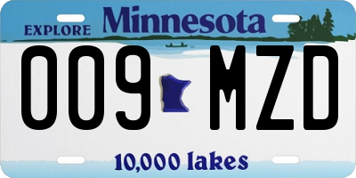 MN license plate 009MZD