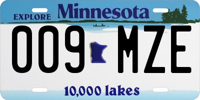 MN license plate 009MZE