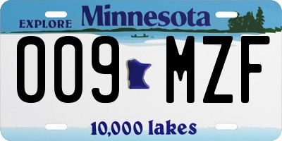 MN license plate 009MZF