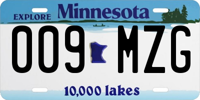MN license plate 009MZG