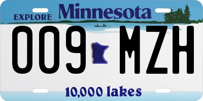 MN license plate 009MZH