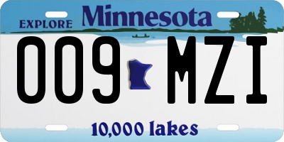 MN license plate 009MZI