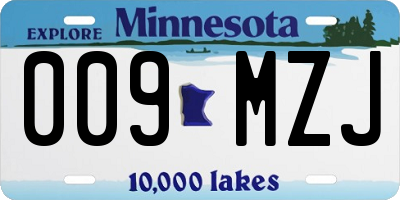 MN license plate 009MZJ