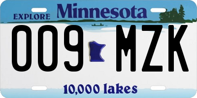 MN license plate 009MZK