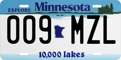 MN license plate 009MZL