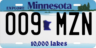 MN license plate 009MZN