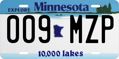 MN license plate 009MZP