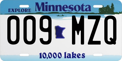 MN license plate 009MZQ