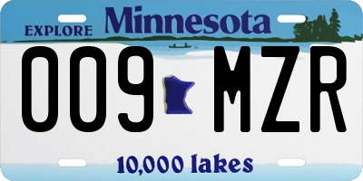 MN license plate 009MZR