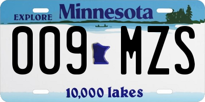 MN license plate 009MZS