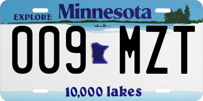 MN license plate 009MZT
