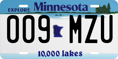 MN license plate 009MZU