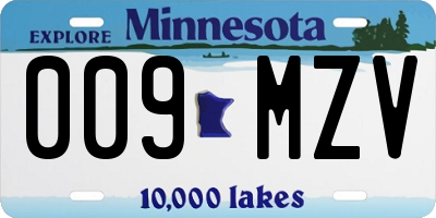 MN license plate 009MZV