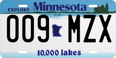 MN license plate 009MZX