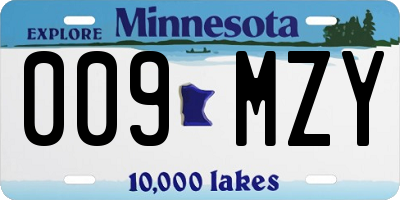 MN license plate 009MZY
