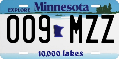 MN license plate 009MZZ