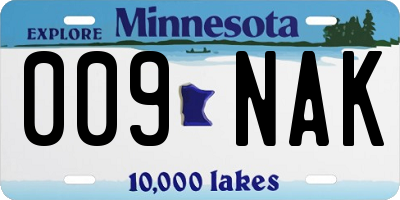 MN license plate 009NAK