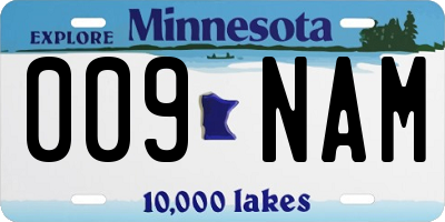 MN license plate 009NAM