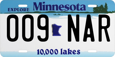 MN license plate 009NAR