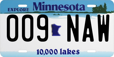 MN license plate 009NAW