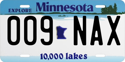 MN license plate 009NAX