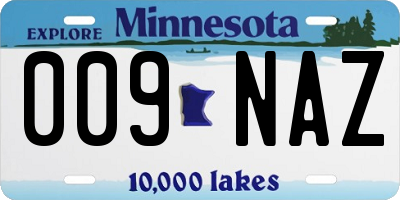 MN license plate 009NAZ