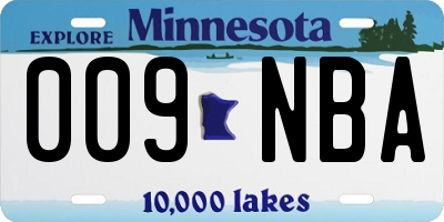 MN license plate 009NBA