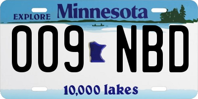 MN license plate 009NBD