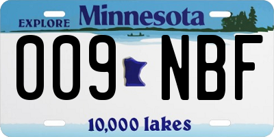 MN license plate 009NBF