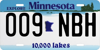 MN license plate 009NBH