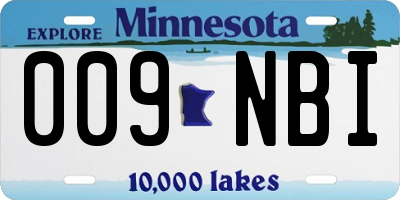 MN license plate 009NBI
