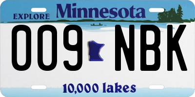 MN license plate 009NBK