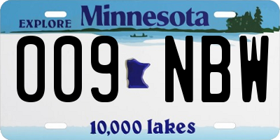 MN license plate 009NBW