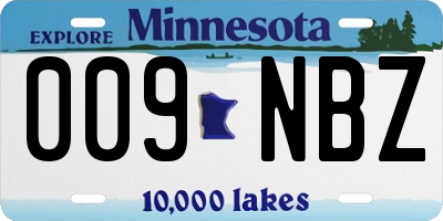 MN license plate 009NBZ