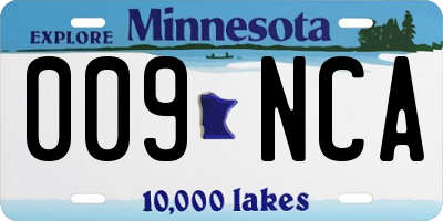 MN license plate 009NCA