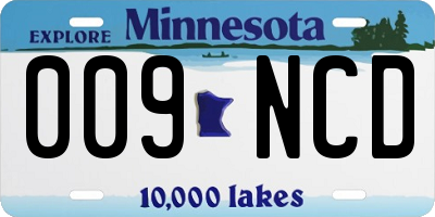 MN license plate 009NCD