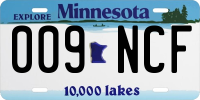 MN license plate 009NCF