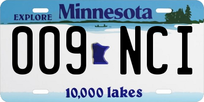 MN license plate 009NCI