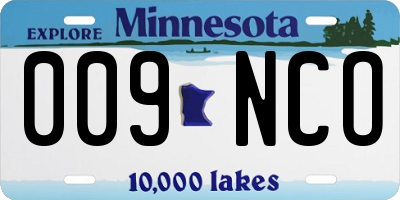 MN license plate 009NCO