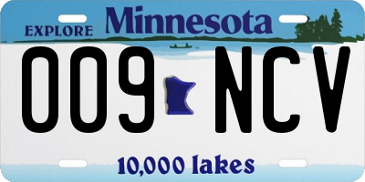 MN license plate 009NCV