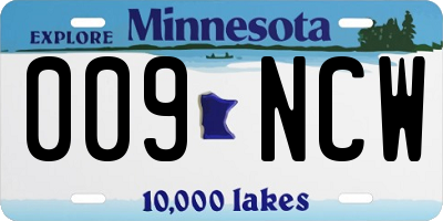 MN license plate 009NCW